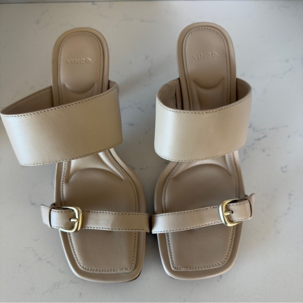 Vince Leandra Heels Sand Leather | Women’s Size 6 | New Without Box
